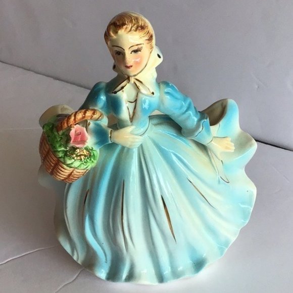 Vintage Other - Vintage Lady in blue planter
